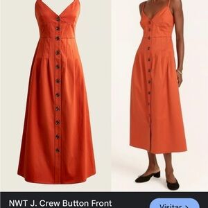J. Crew Spaghetti Strap Orange Midi Dress